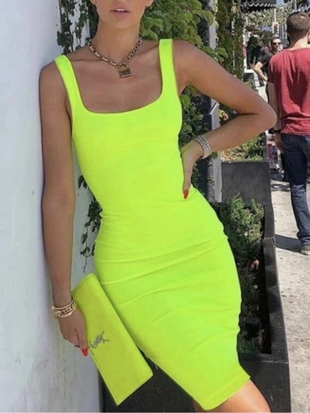Zara Neon Yellow Bodycon Mini Dress